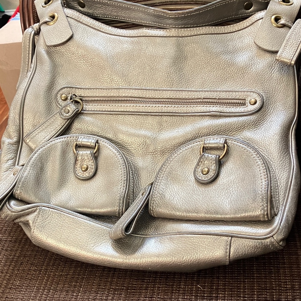 Isabella Fiore Metallic Silver Shoulder Bag